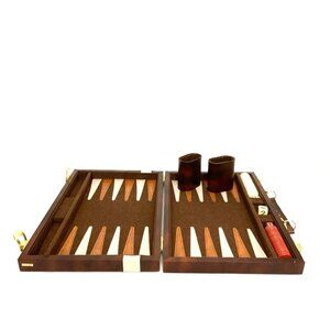 Backgammon Small Travel Compact Faux Leather Briefcase Suitcase